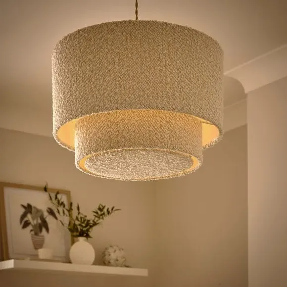 Hazelle Two Tier Lamp Shade - Cream, Boucle alternate view