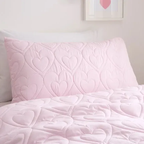 Heart Pinsonic Quilt Cover & Pillowcase Set - Pink alternate view