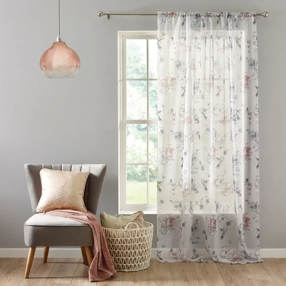 Heavenly Hummingbird Slot Top Single Voile Panel - Dove Grey alternate view