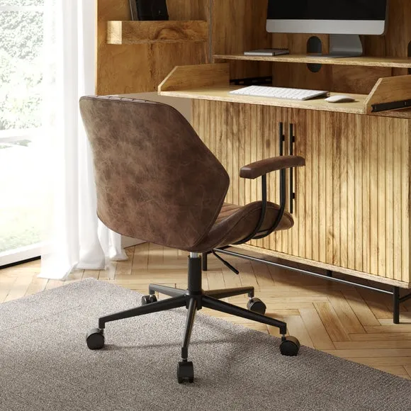 Clement Height Adjustable Office Chair - Brown, Faux Leather alternate view