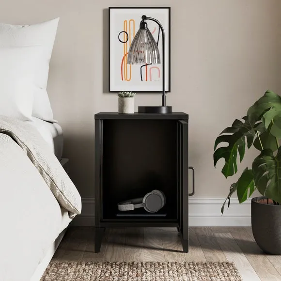 Locker Style Bedside Table - Black, Metal alternate view