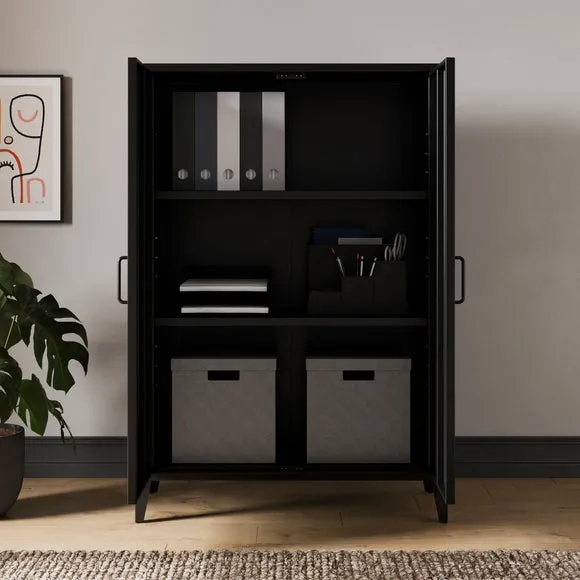 Tall Sideboard Locker Style - Black, Metal alternate view