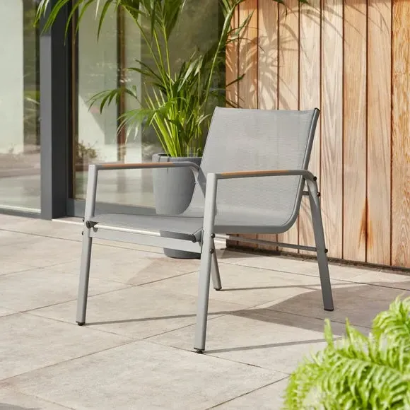 Helsinki Textilene Coffee Set with Polywood Detail - Grey alternate view