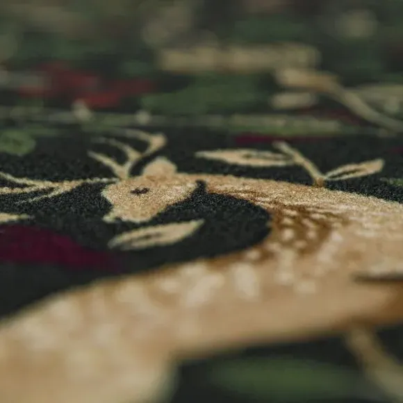 Heritage Deer Vintage Festive Washable Doormat - Green alternate view