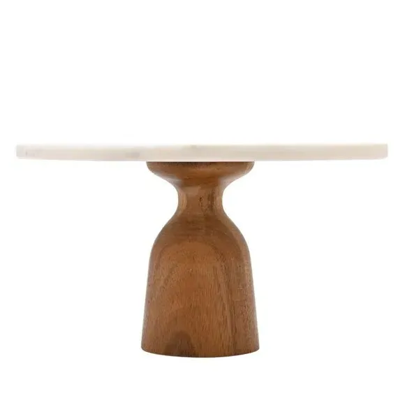 Round Cake Stand Two-Tone - White, Marble alternate view
