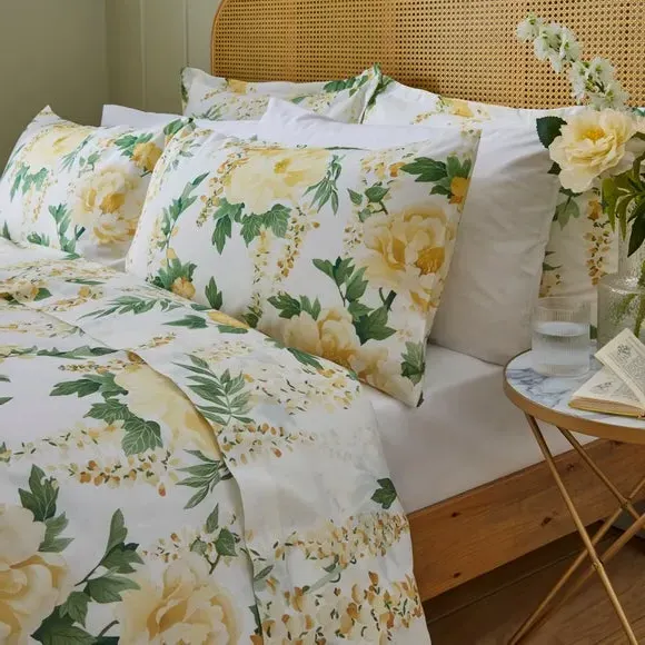 Hidcote Floral Flat Sheet - Yellow, Polycotton product