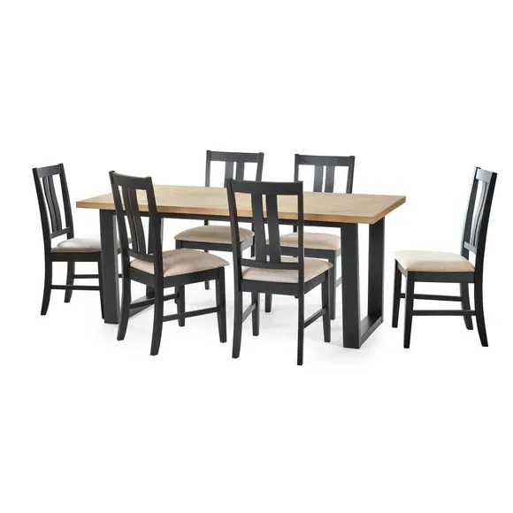 Hilton 6-Seater Dining Table and Chair Set - Black alternate view