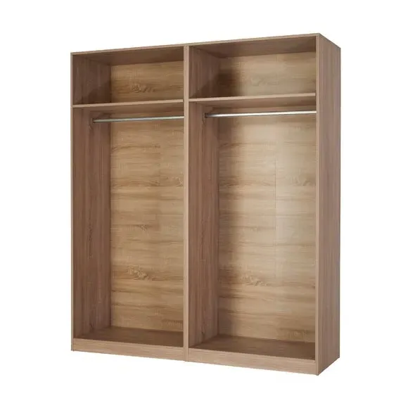 4-Door Wardrobe with Mirror - Natural, Oak alternate view
