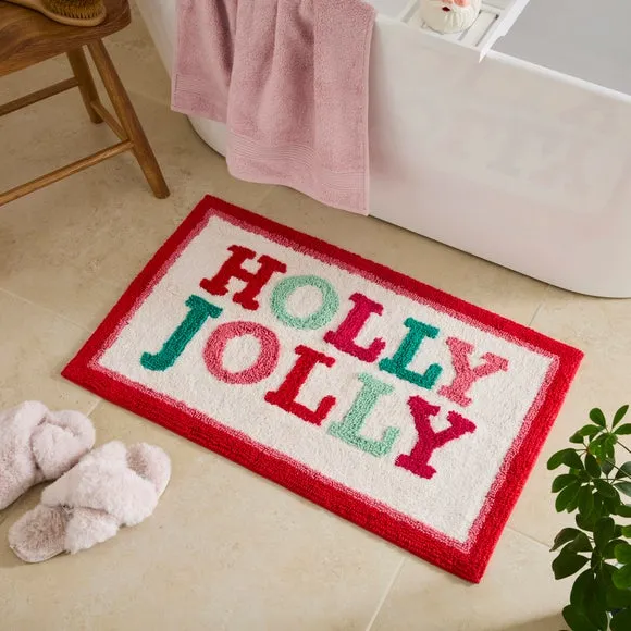 Holly Jolly Tufted Bath Mat - Multicolor, Cotton product