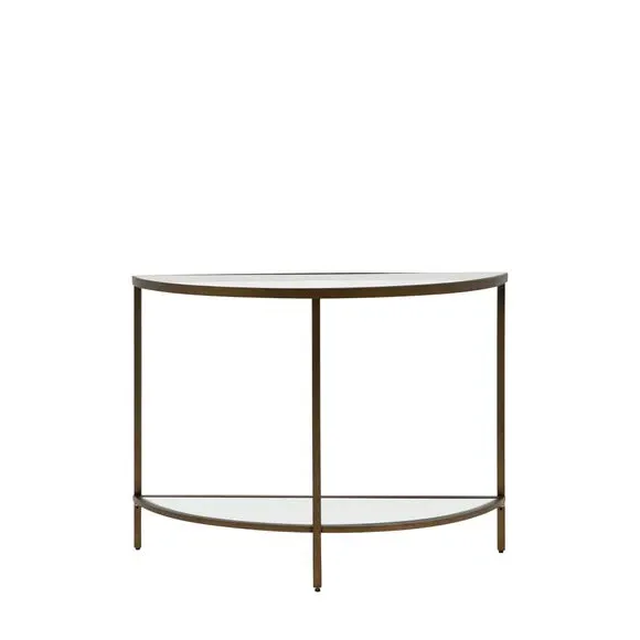 Hopewell Demi Lune Console Table - Bronze, Glass alternate view