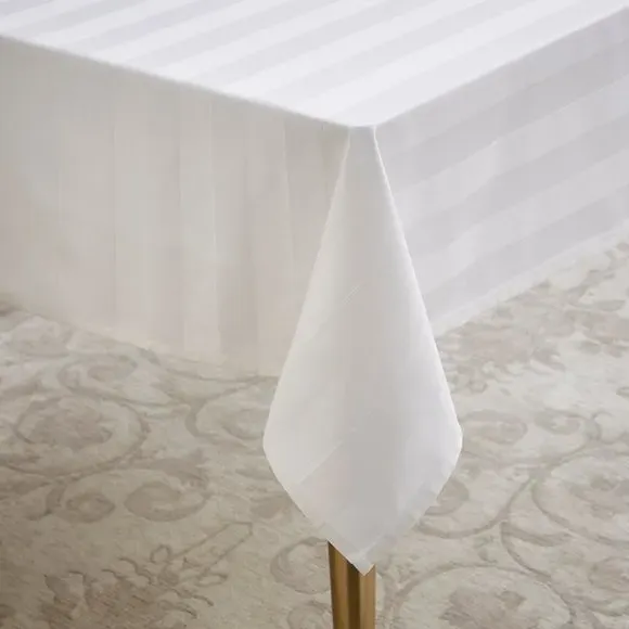 Striped Tablecloth - White, Cotton alternate view