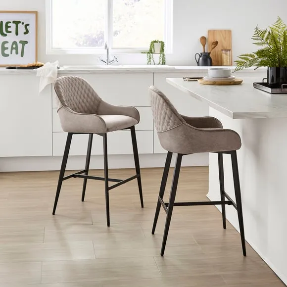 Hudson Bar Stool - Grey, Faux Leather alternate view