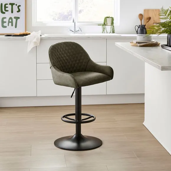 Hudson Height Adjustable Bar Stool - Dark Green, Faux Leather product