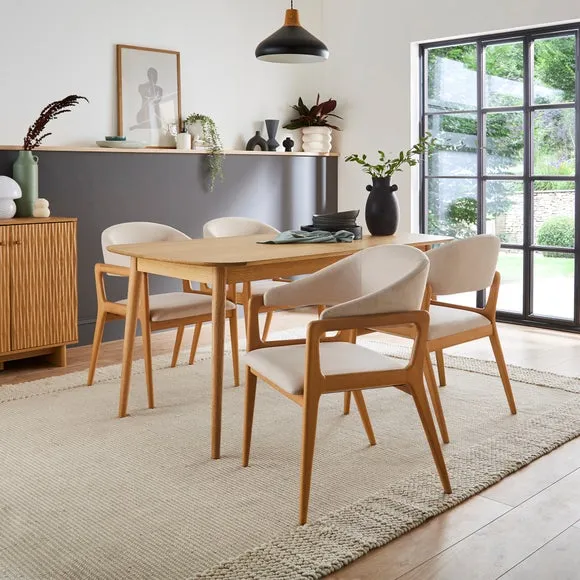 Hugh Dining Chair with Curved Back - Stained Oak, Fabric alternate view