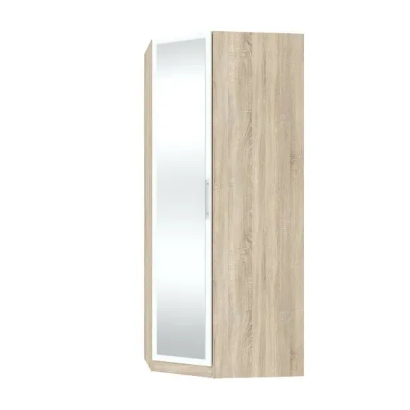 Corner Wardrobe with Mirror - Natural, Oak Effect alternate view