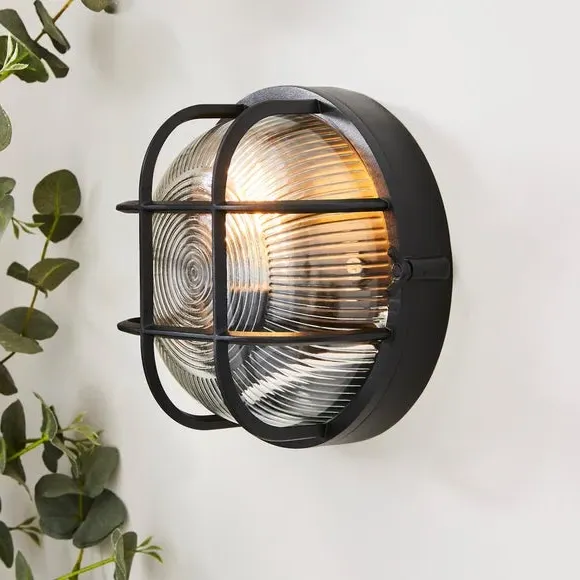 Indoor Outdoor Bulkhead Industrial Wall Light - Black product