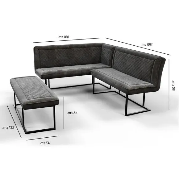 Athena Corner Right Hand Facing Bench - Grey, Velvet alternate view