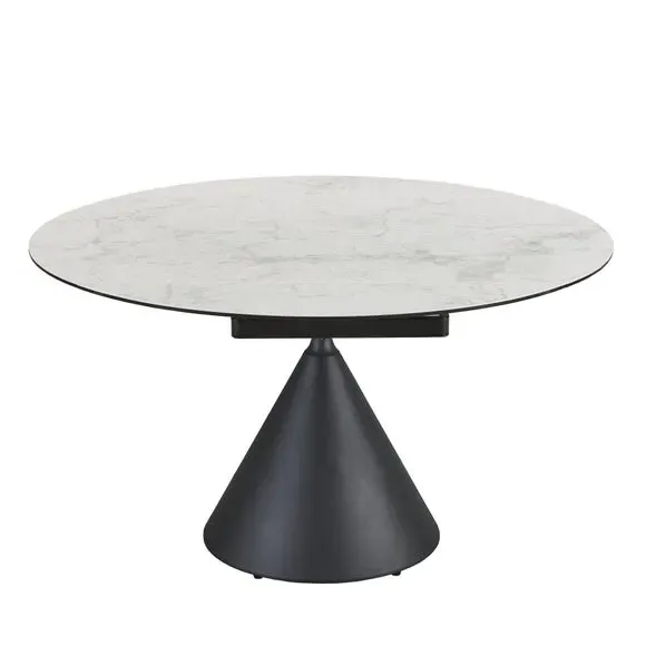 Round Dining Table with Extension - White, Ceramic by Dunelm, image 3