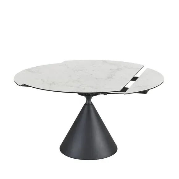 Round Dining Table with Extension - White, Ceramic by Dunelm, image 4