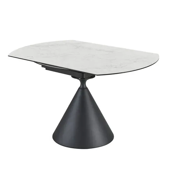 Round Dining Table with Extension - White, Ceramic by Dunelm, image 5