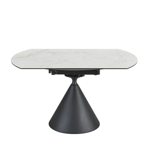 Round Dining Table with Extension - White, Ceramic by Dunelm, image 6