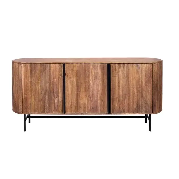 Zen 3-Door Sideboard with Ribbed Design - Natural, Mango Wood alternate view