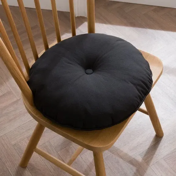 Isabelle Round Seat Pad - Black, Cotton product