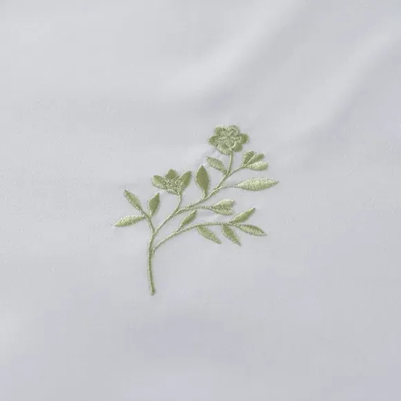 Izara Embroidered Duvet Cover & Pillowcase Set - Sage Green, Microfibre alternate view