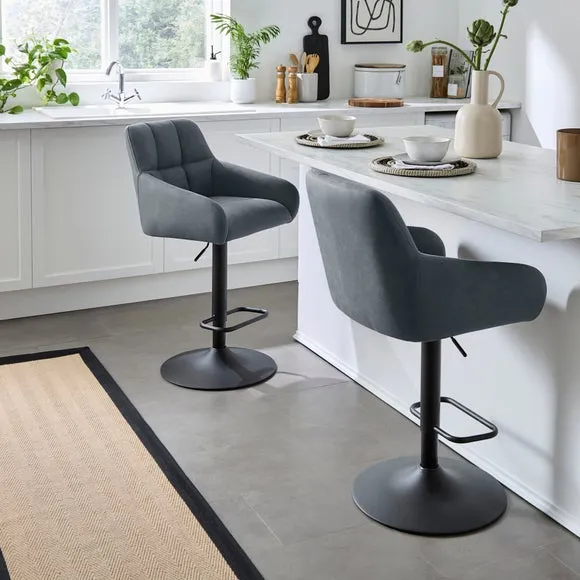 Jase Adjustable Height Barstool - Navy, Faux Leather alternate view