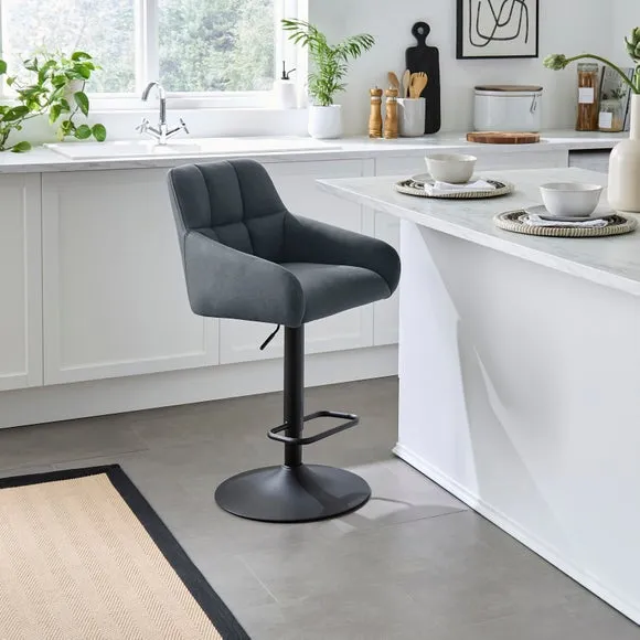 Jase Adjustable Height Barstool - Navy, Faux Leather product