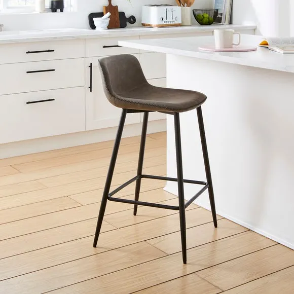 Jayden Counter Height Bar Stool - Grey, Faux Leather alternate view