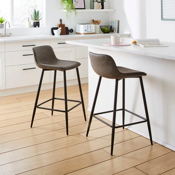 Jayden Counter Height Bar Stool - Grey, Faux Leather product