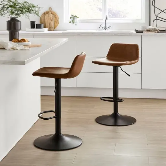 Jayden Height Adjustable Barstool - Brown, Faux Leather alternate view