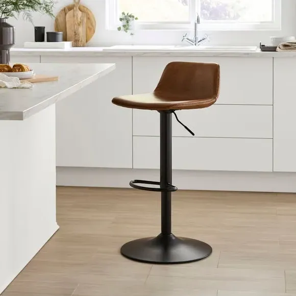 Jayden Height Adjustable Barstool - Brown, Faux Leather product