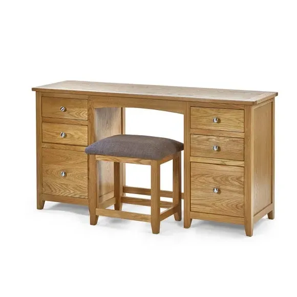 Twin Dressing Table with Stool - Oak, Solid Wood alternate view