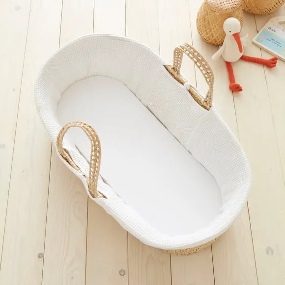 Jersey Moses Basket Fitted Sheets Pack of 2 - White, Cotton alternate view