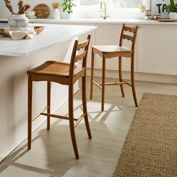 Jovie Ladder Back Barstool - Mid Oak Brown, Beech Wood alternate view