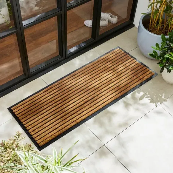 Jumbo Stripe Doormat - Brown, Rubber & Coir product