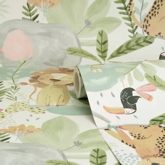 Jungle Friends Wallpaper - Natural, Paper alternate view
