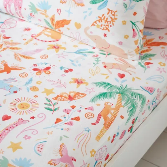 Jungle Fun Set of 2 Fitted Bed Sheets - Multicolor, Polycotton product