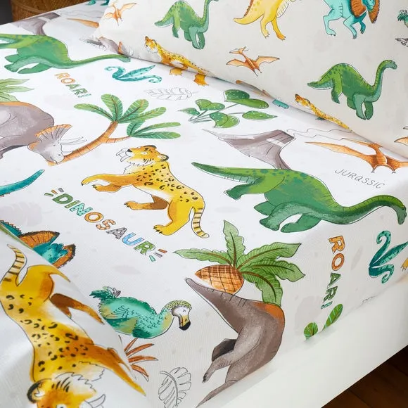 Jurassic Dinosaur Fitted Bed Sheets Pack of 2 - Multicolor, Polycotton product