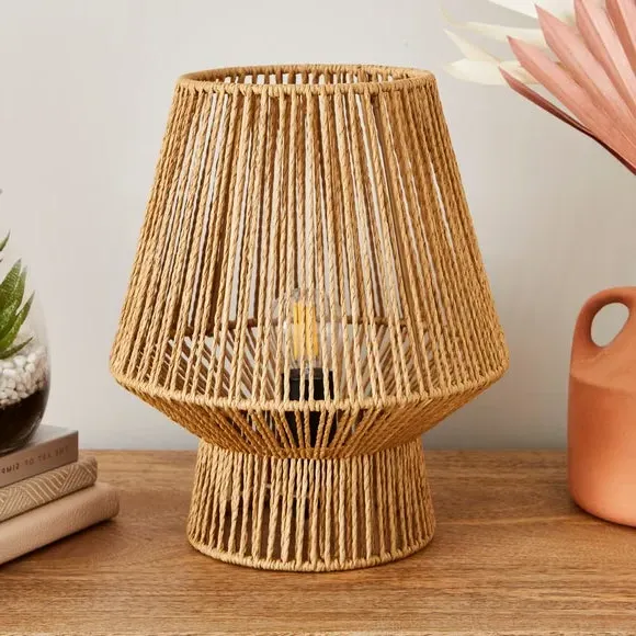 Mushroom Table Lamp - Brown, Paper String alternate view