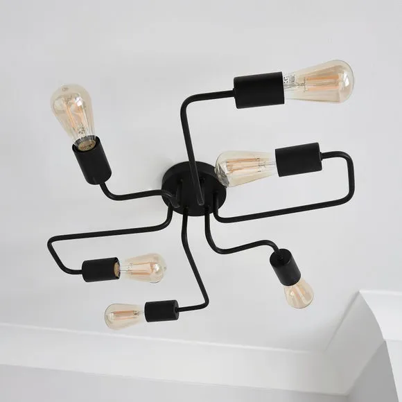 Kacy 6-Light Semi Flush Ceiling Light - Black alternate view