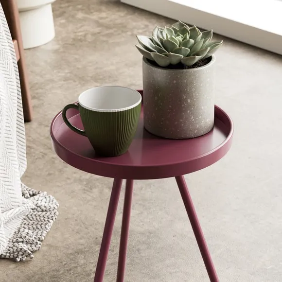 Kai Round Side Table - Burgundy, Iron alternate view