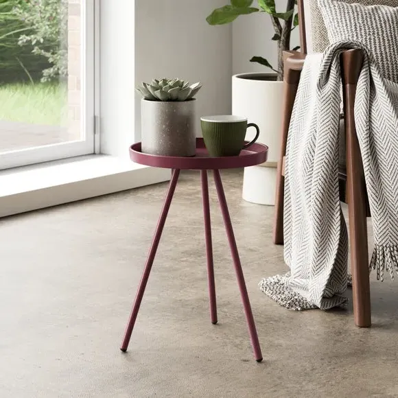 Kai Round Side Table - Burgundy, Iron product