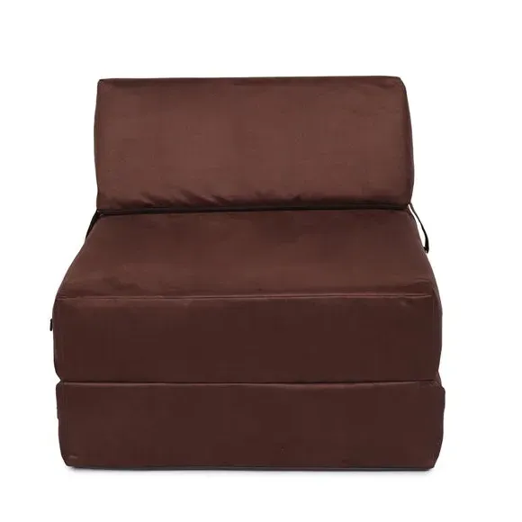 Single Chair Bed with Headrest - Chocolate alternate view