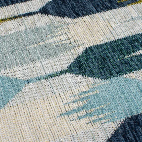 Geometric Rug High Low Pile - Blue, Chenille alternate view