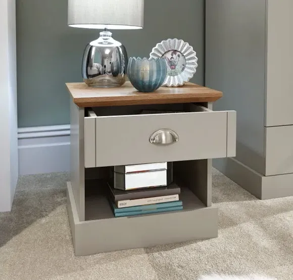 1 Drawer Bedside Table with Storage - Grey alternate view