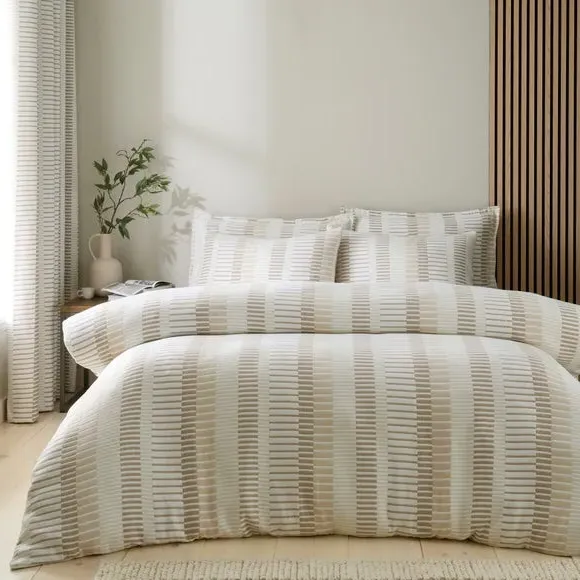 Kenton Stripe Duvet Cover & Pillowcase Set - Natural, Polyester product