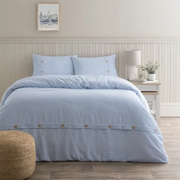 Khai Stripe Duvet Cover & Pillowcase Set - Cornflower Blue, Recycled Polyester alternate view